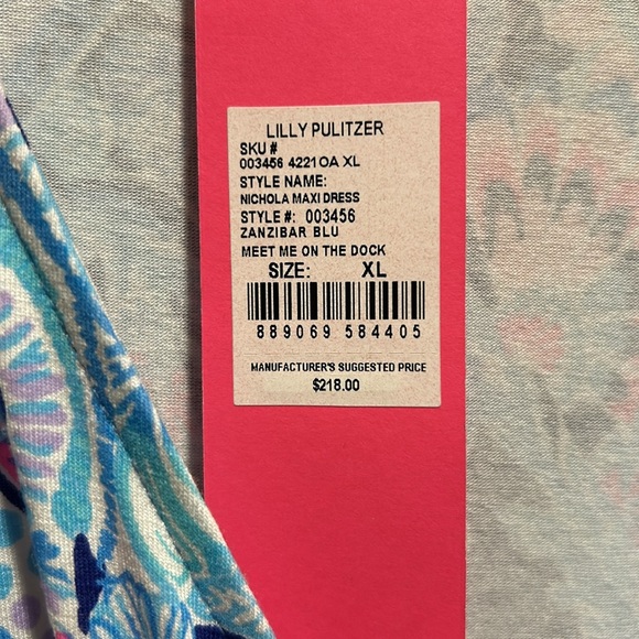 LILLY PULITZER Nichola Maxi Dress in Zanzibar Blu SIZE XL NEW WITH TAGS - Picture 3 of 9